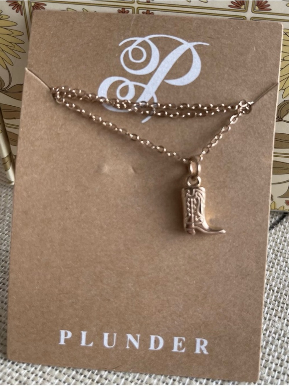 Plunder Rose Gold Cowboy Boot Charm Stainless Steel Necklace